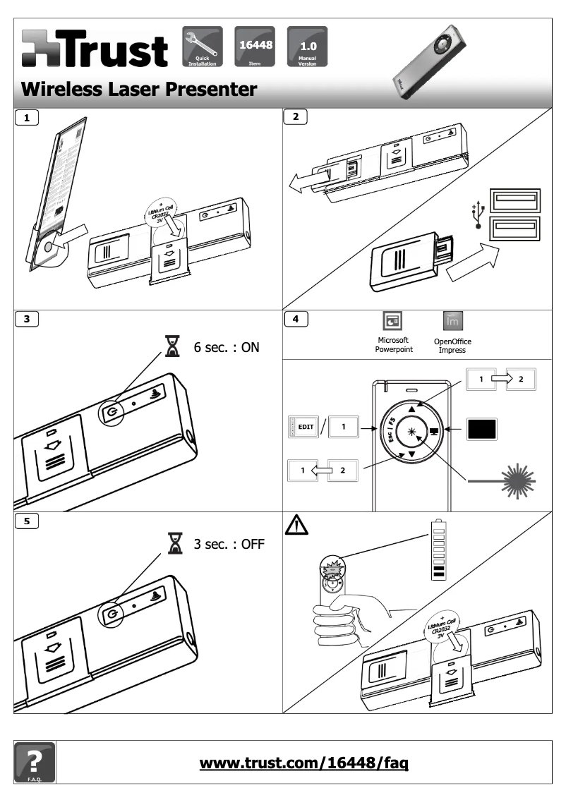 Imagen de la primera página del manual del dispositivo Wireless Laser Presenter 16448