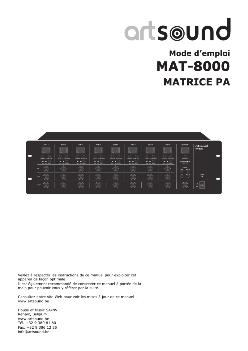 Imagen de la primera página del manual del dispositivo MAT-8000