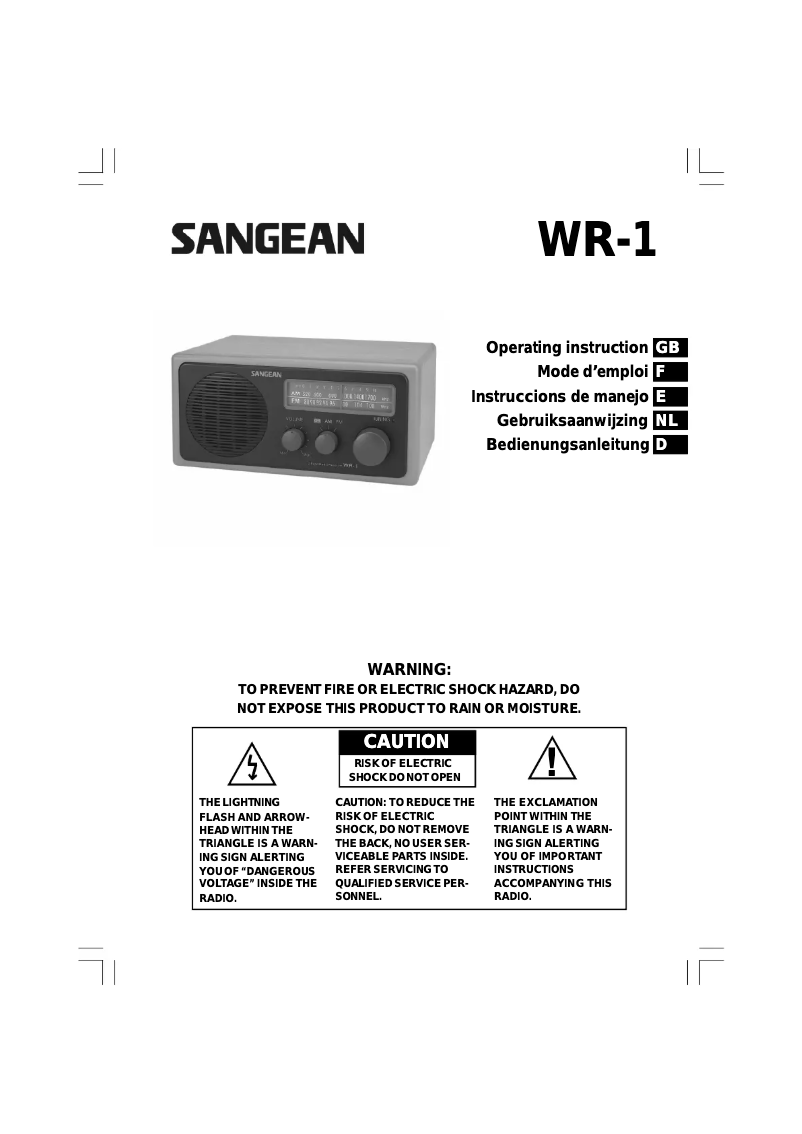 Imagen de la primera página del manual del dispositivo WR1