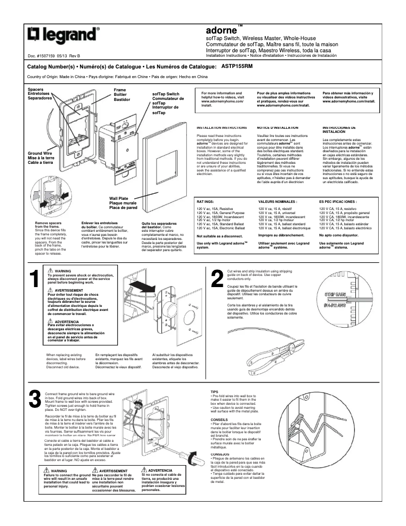 Imagen de la primera página del manual del dispositivo ASTP155RMW1