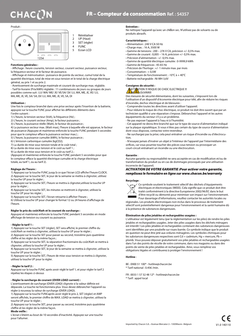 Página 1 del manual Manual de usuario Chacon 54357