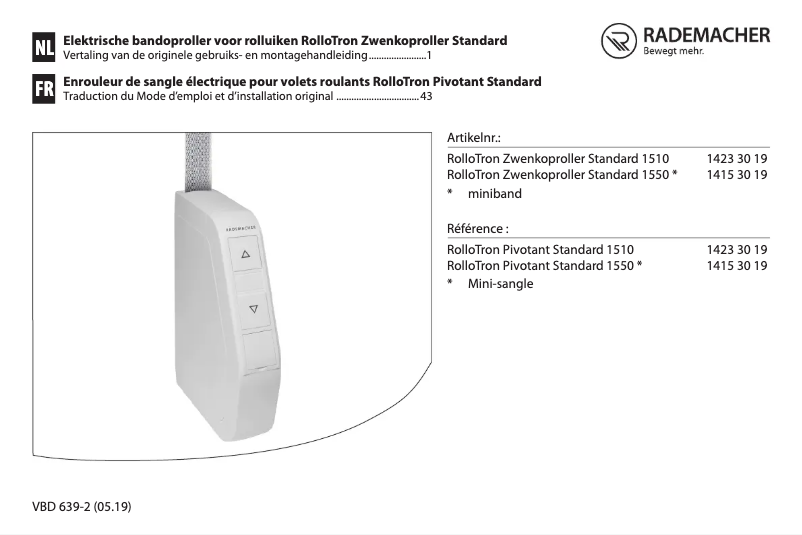 Imagen de la primera página del manual del dispositivo RolloTron Schwenkwickler Standard 1510