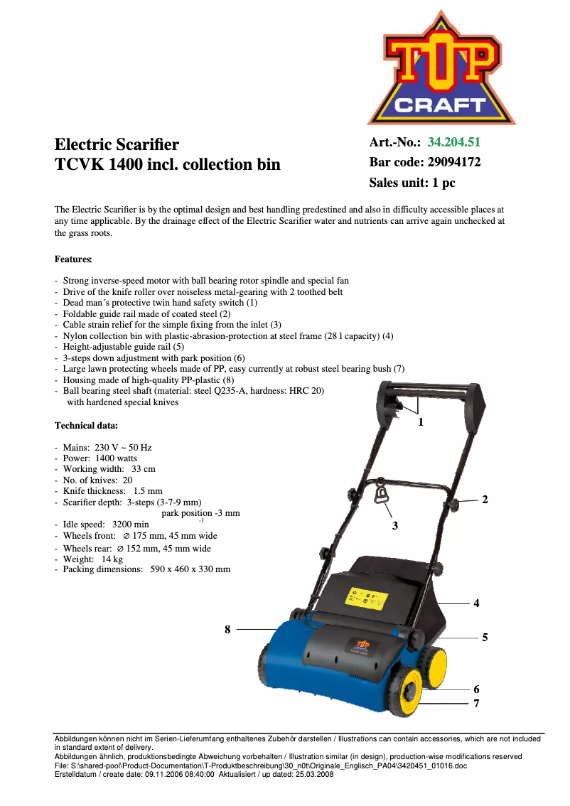 Imagen de la primera página del manual del dispositivo TCVK 1400