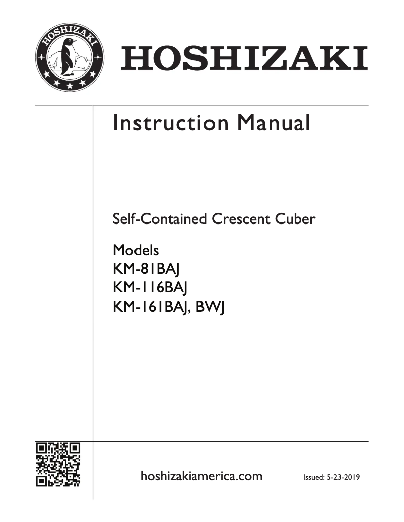 Página 1 del manual Guía de instalación Hoshizaki KM-101BAH