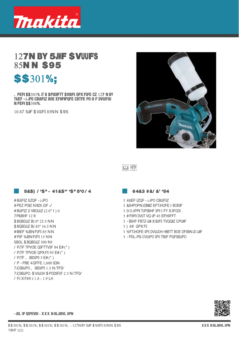 Página 1 del manual Ficha técnica Makita CC301DZ