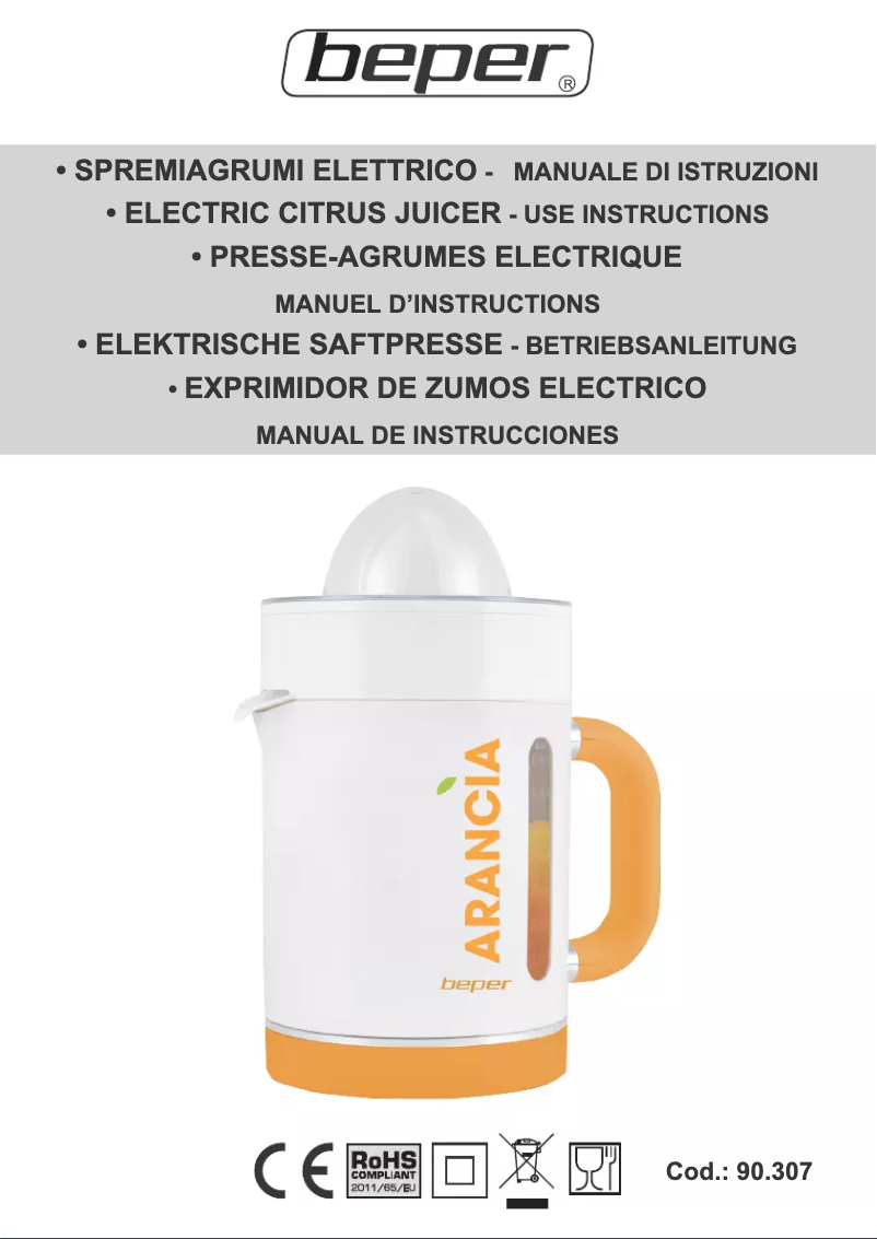 Imagen de la primera página del manual del dispositivo Arancia 90.307