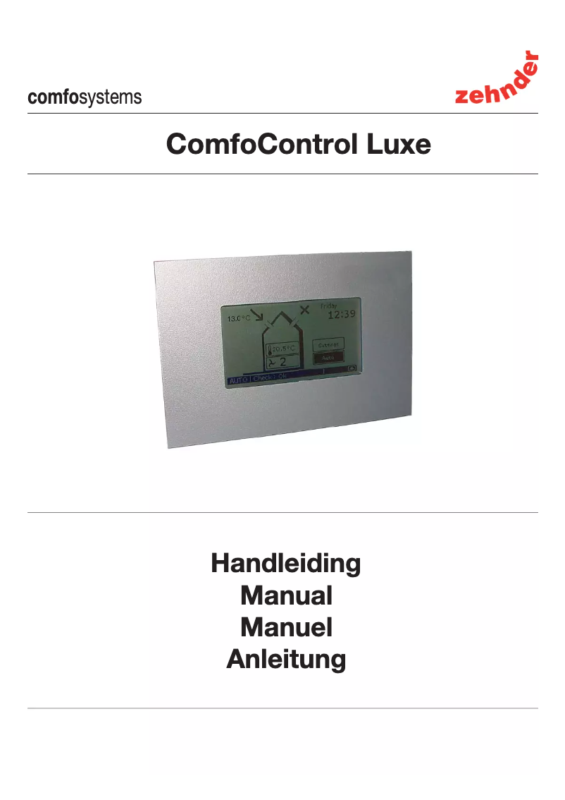 Página 1 del manual Manual de usuario Zehnder ConfoControl Luxe