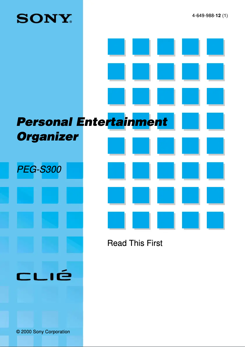 Imagen de la primera página del manual del dispositivo Clié PEG-S300