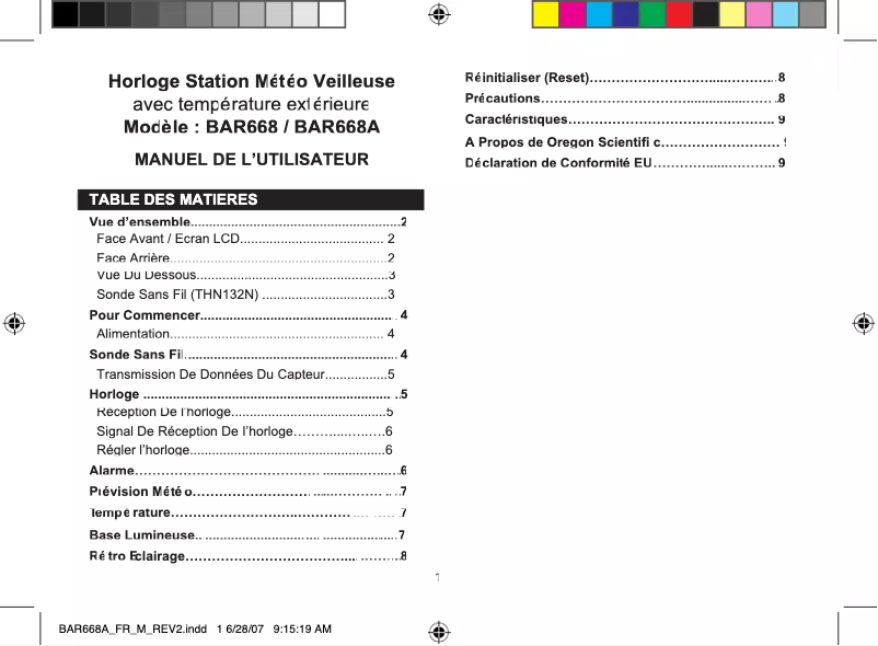 Imagen de la primera página del manual del dispositivo BAR668