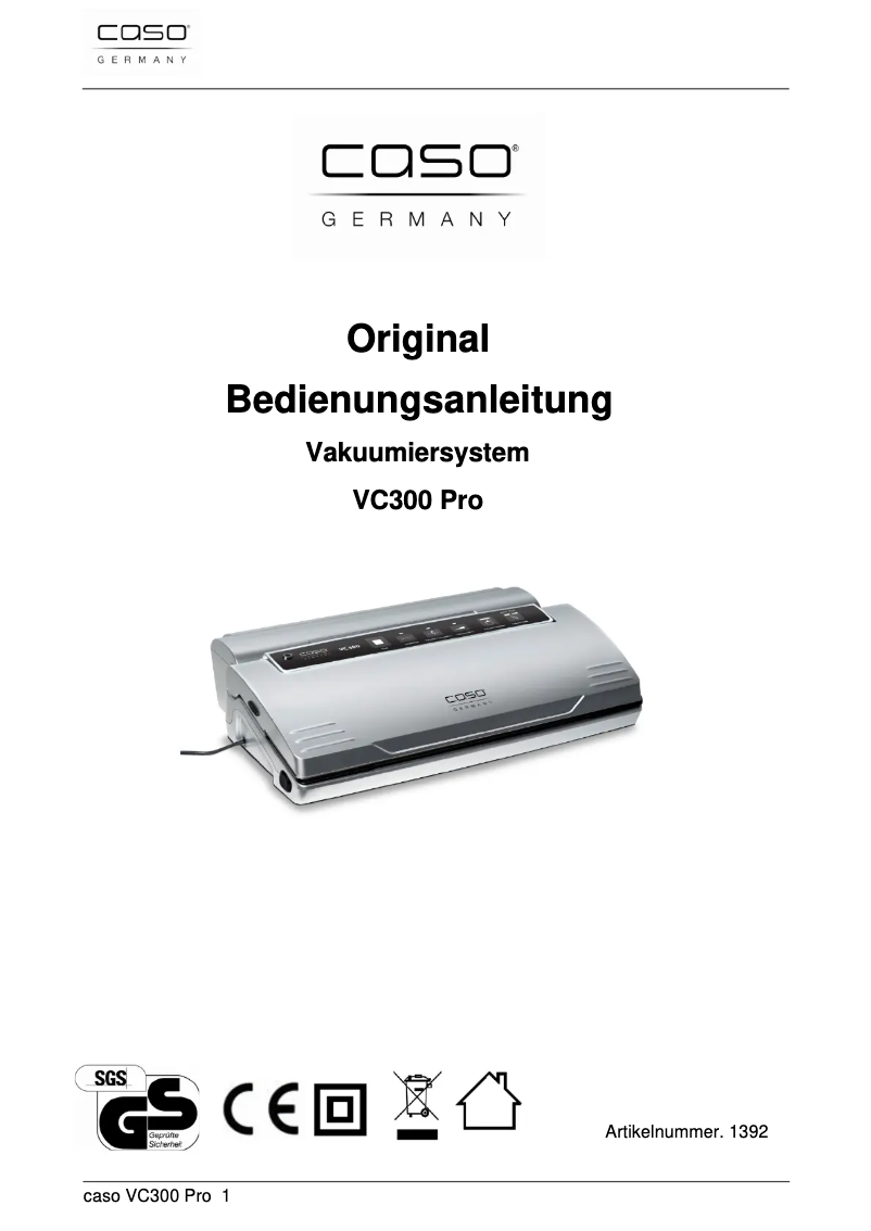 Imagen de la primera página del manual del dispositivo VC 300