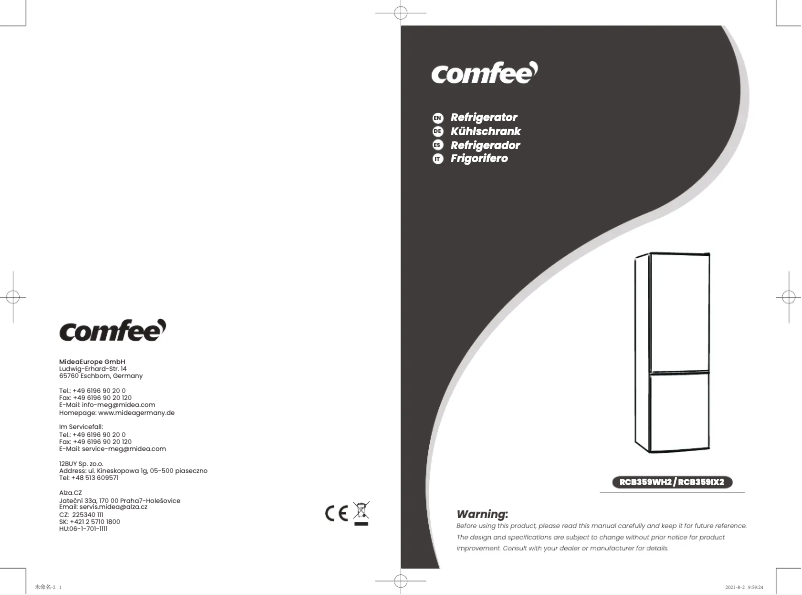 Imagen de la primera página del manual del dispositivo RCB359WH2