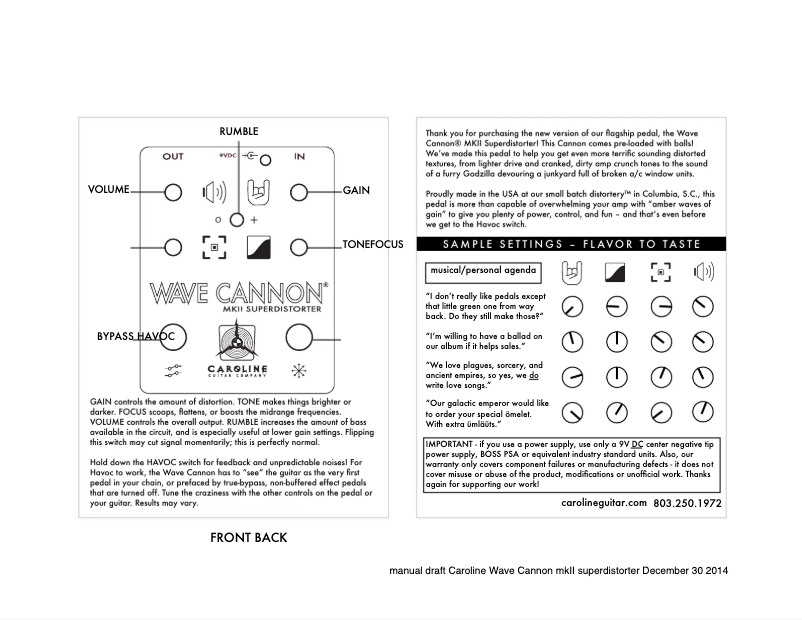 Página 1 del manual Manual de usuario Caroline Wave Cannon