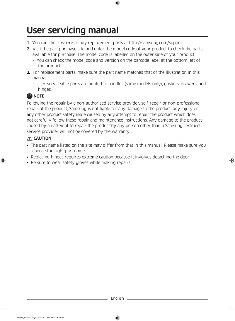 Imagen de la primera página del manual del dispositivo RB33J3420SS