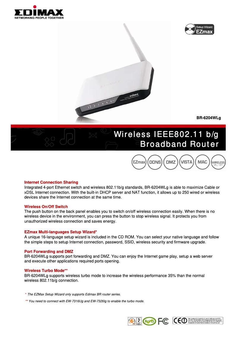 Imagen de la primera página del manual del dispositivo BR-6204WLg
