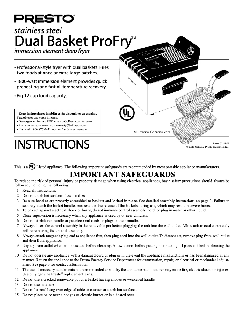 Página nº 1 - Manual de usuario Presto ProFry 05466
