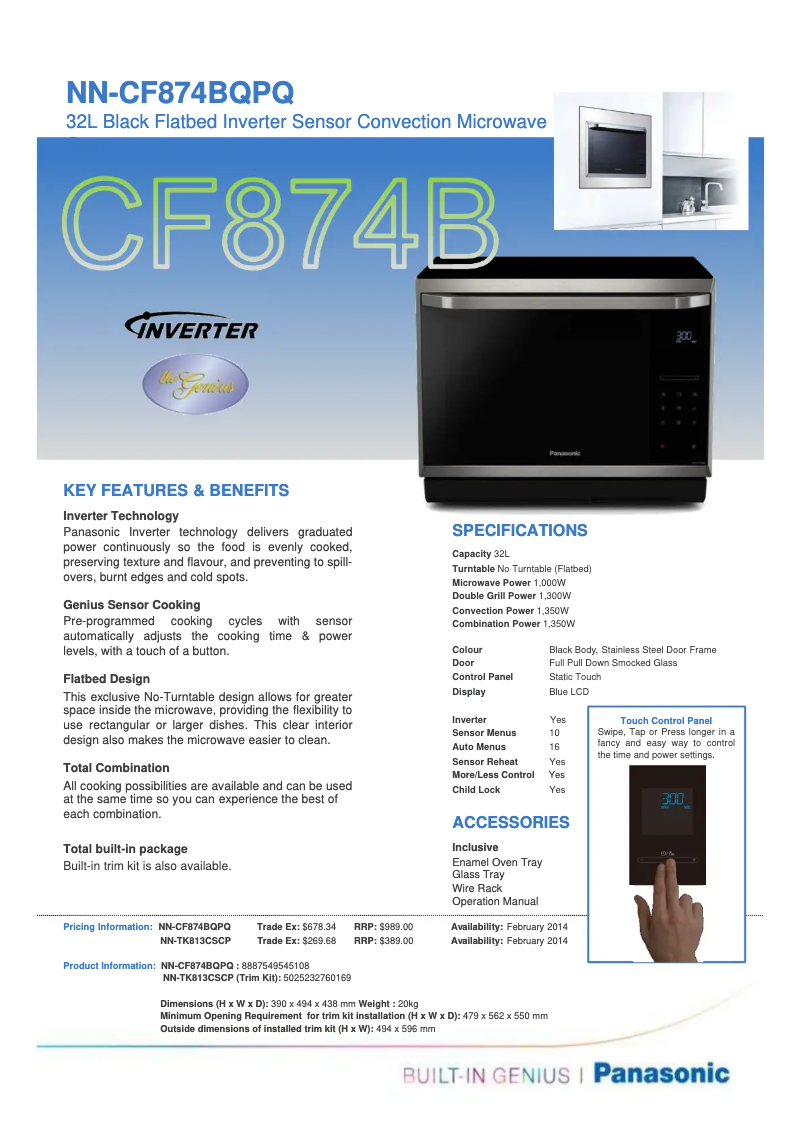 Imagen de la primera página del manual del dispositivo NN-CF874B