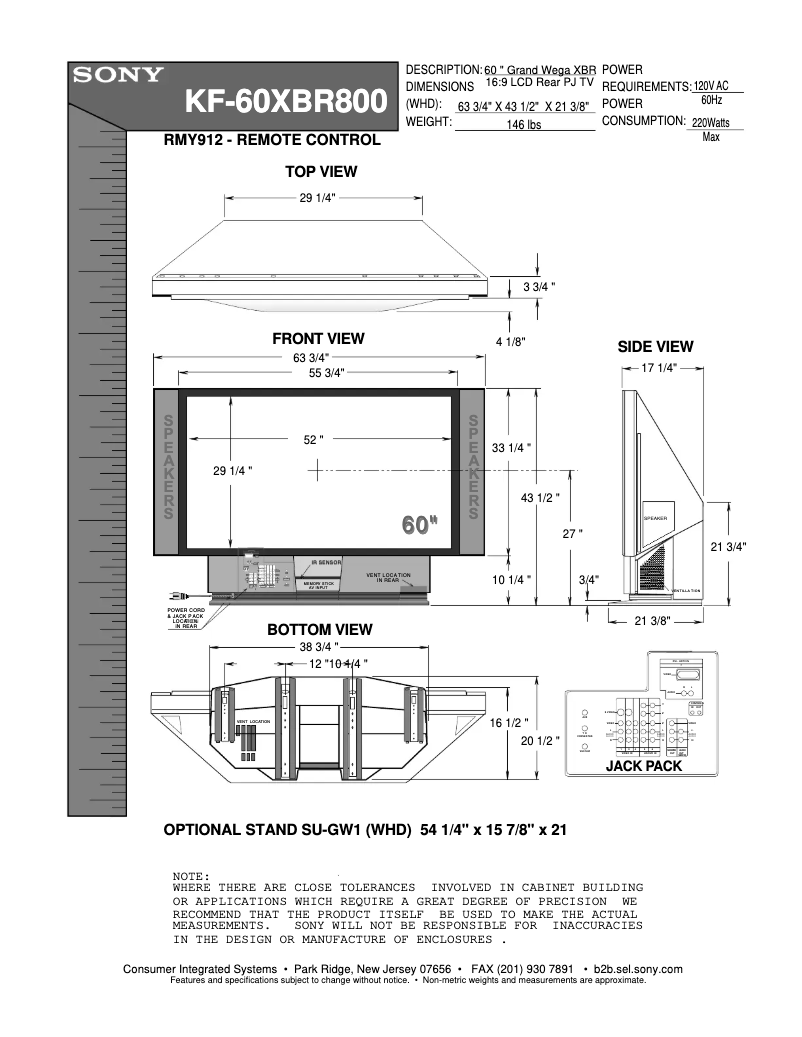Imagen de la primera página del manual del dispositivo KF-60XBR800