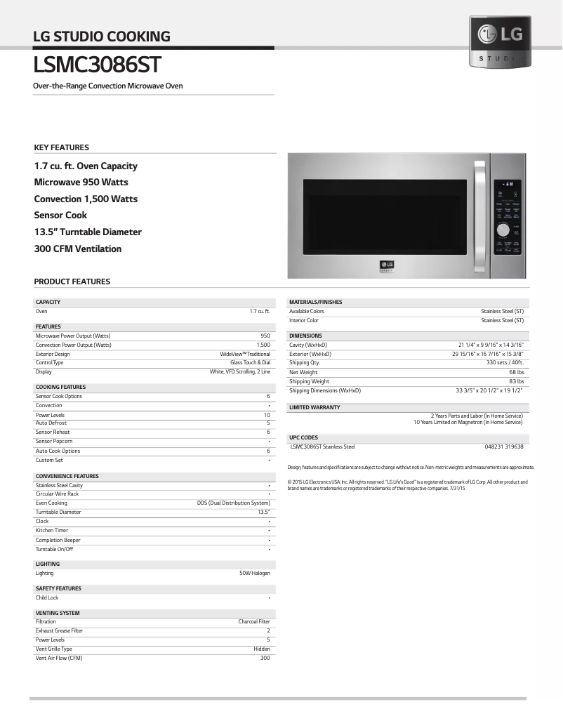 Página nº 1 - Ficha técnica LG LSMC3086ST