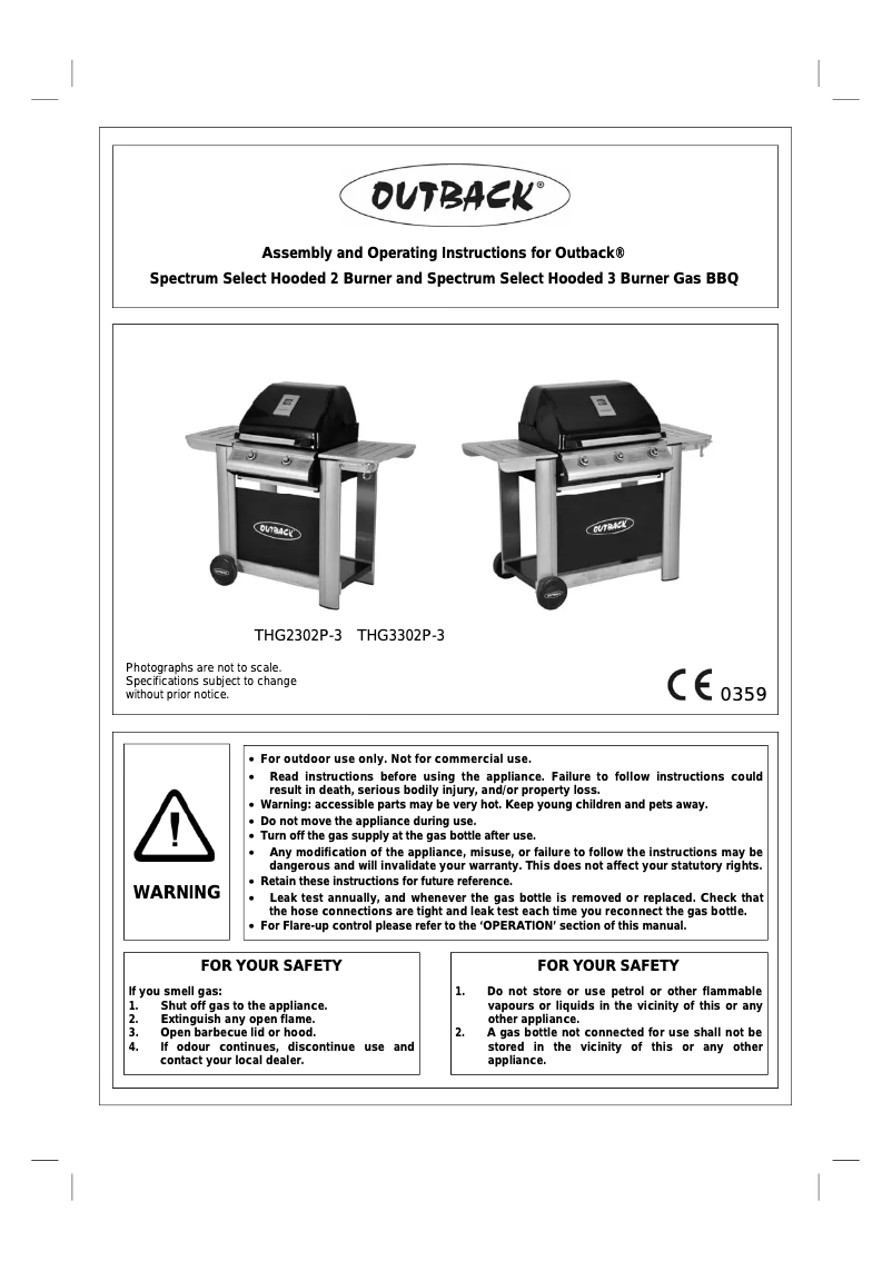Página nº 1 - Manual de usuario Outback Spectrum Select Hooded 2 Burner