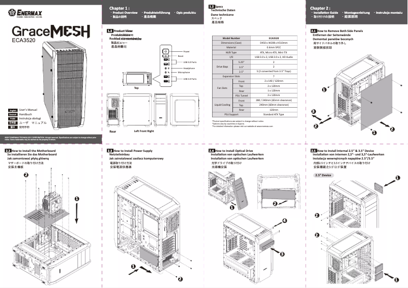 Imagen de la primera página del manual del dispositivo GraceMesh ECA3520