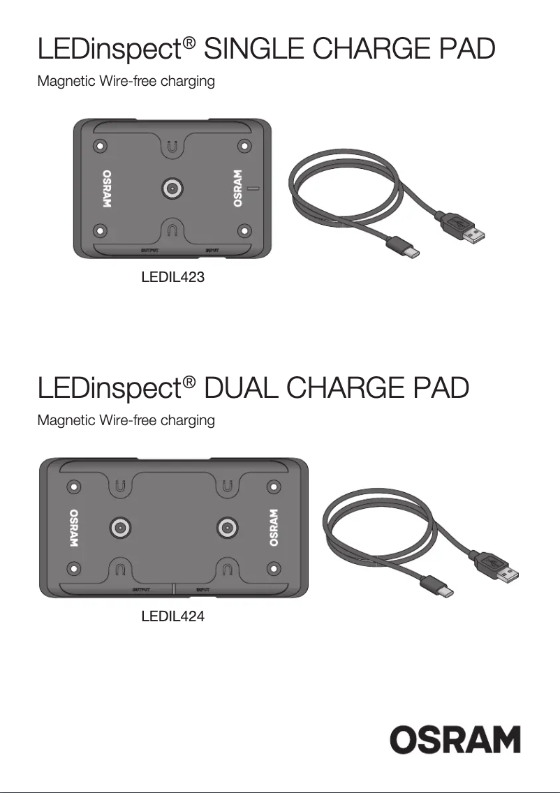 Imagen de la primera página del manual del dispositivo LEDinspect SINGLE CHARGE PAD