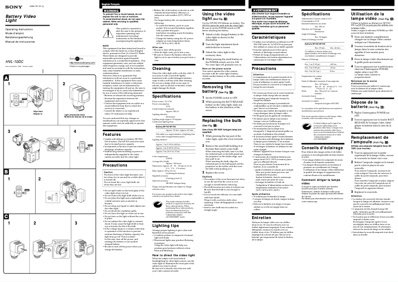 Página 1 del manual Manual de usuario Sony HVL-10DC