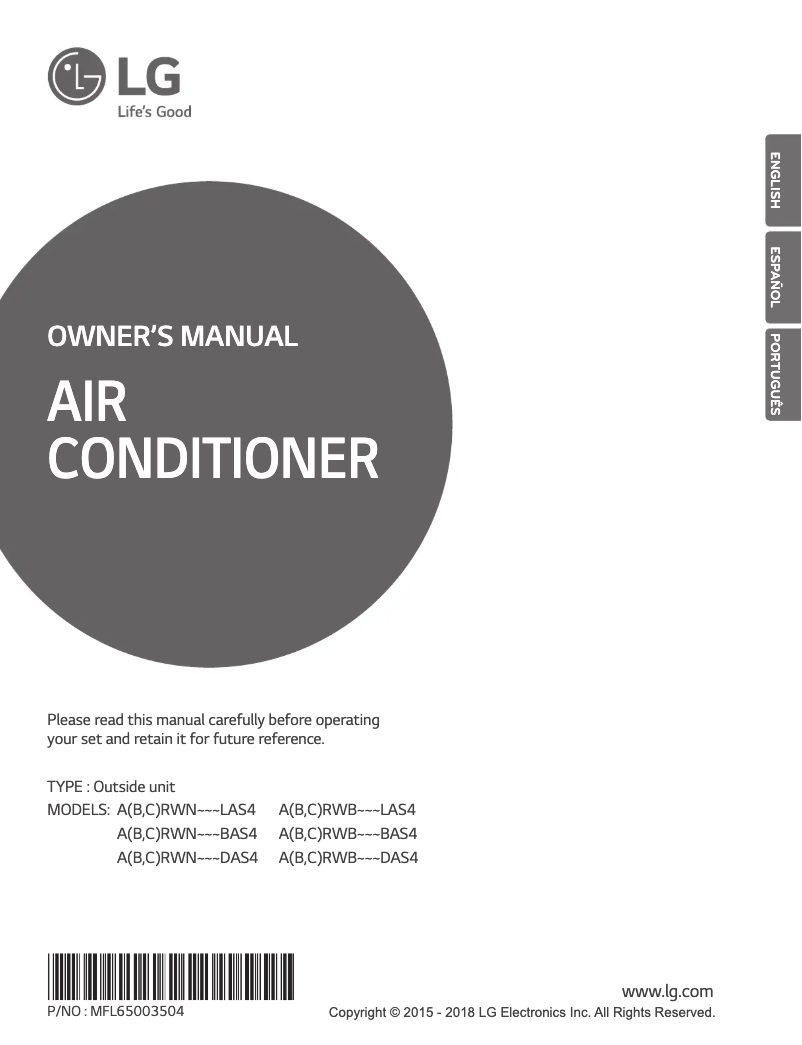 Página nº 1 - Manual de usuario LG ARWN100DAS4
