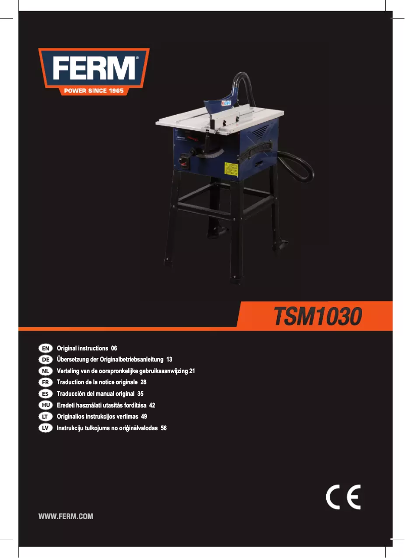 Página 1 del manual Manual de usuario Ferm TSM1030