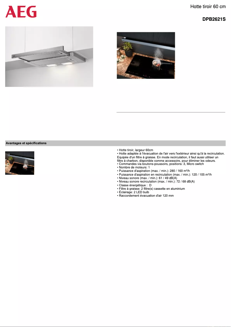 Página nº 1 - Ficha técnica AEG DPB2621S