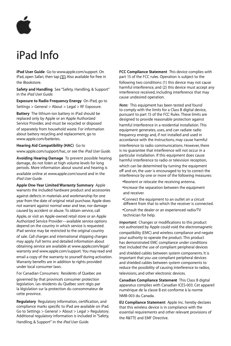 Página 1 del manual Manual de usuario Apple iPad (4th Gen)