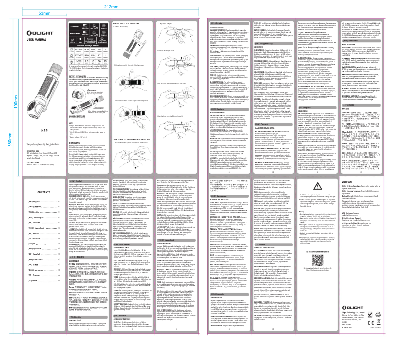 Página nº 1 - Manual de usuario Olight H2R