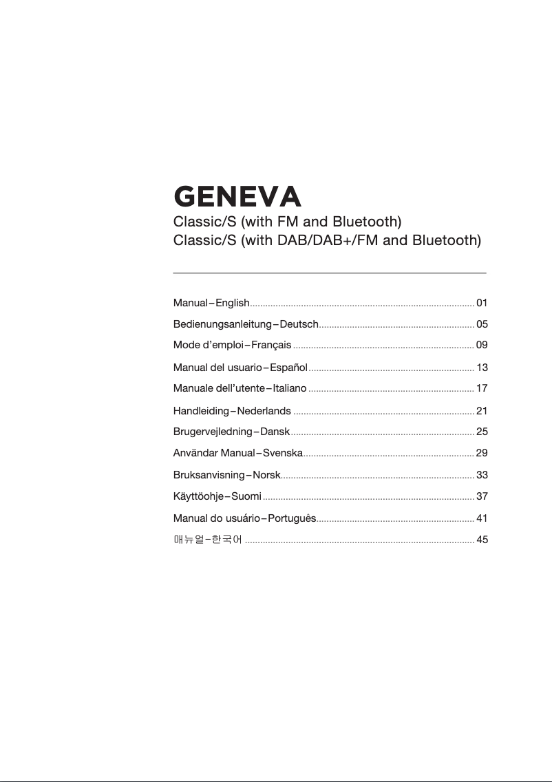 Página 1 del manual Manual de usuario Geneva Classic/S