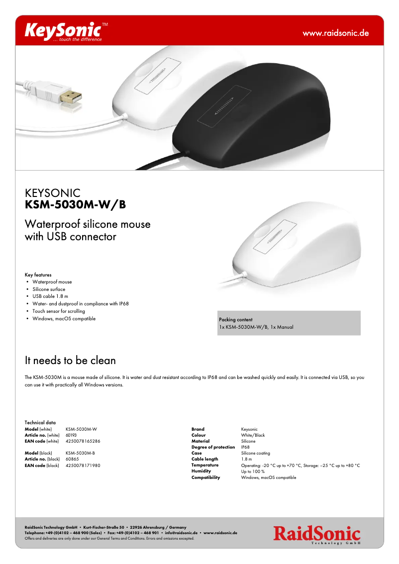 Página 1 del manual Ficha técnica Icy Box KSM-5030M-B