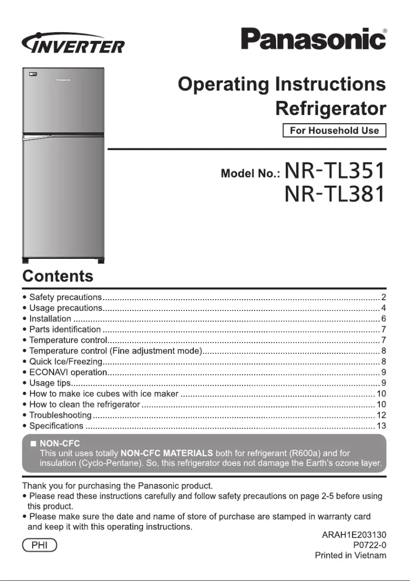 Imagen de la primera página del manual del dispositivo NR-TL351