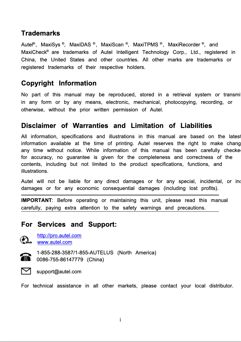 Página nº 1 - Manual de usuario Autel MaxiSys Elite