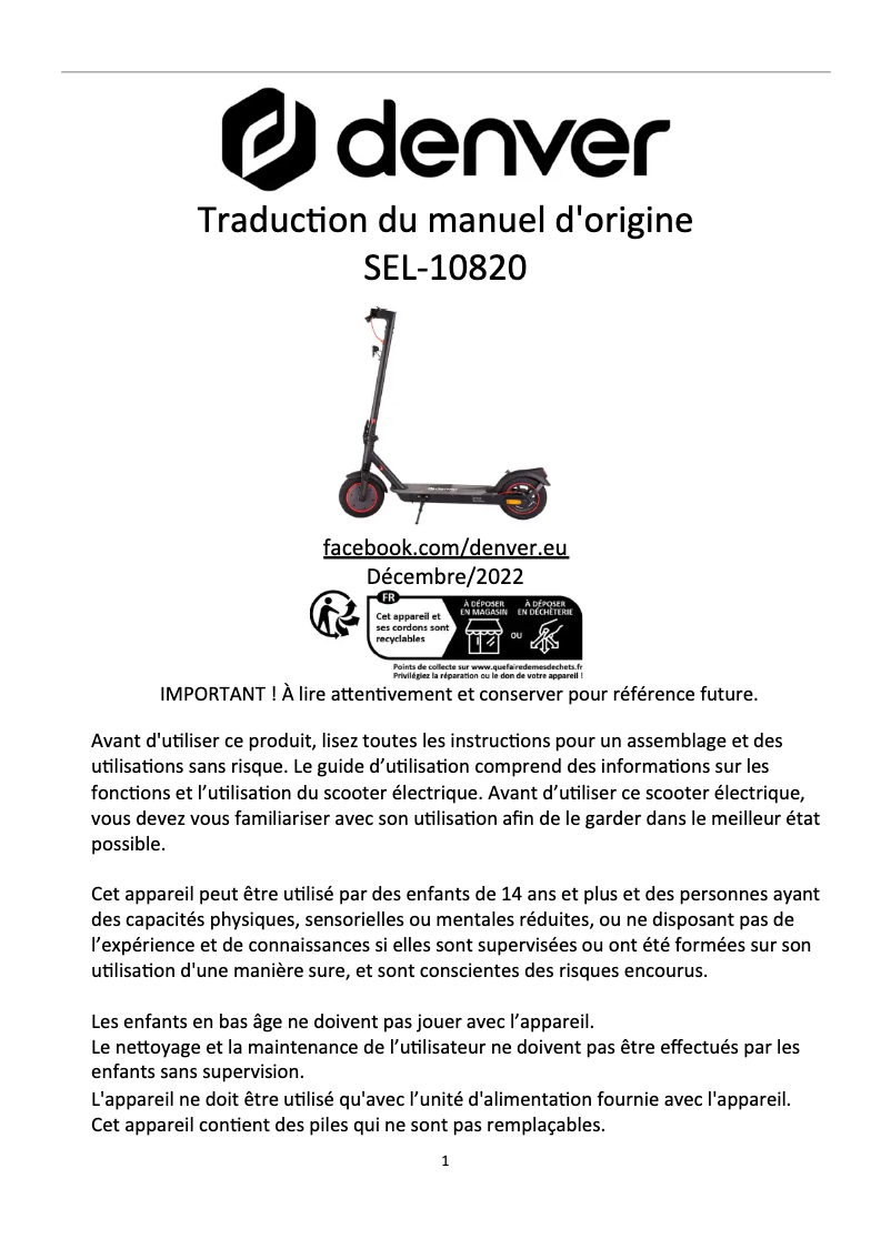 Imagen de la primera página del manual del dispositivo SEL-10820