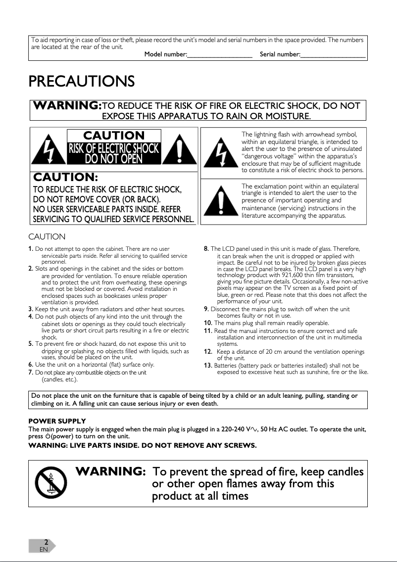 Imagen de la primera página del manual del dispositivo LED19T800