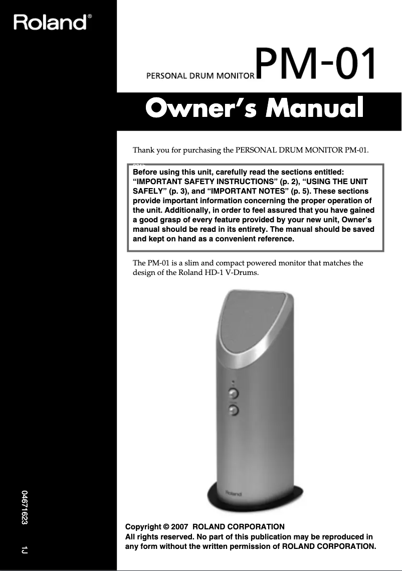 Imagen de la primera página del manual del dispositivo PM-01