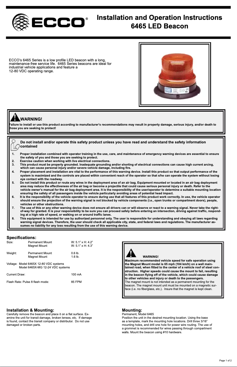 Página 1 del manual Manual de usuario ECCO X-6465AMG