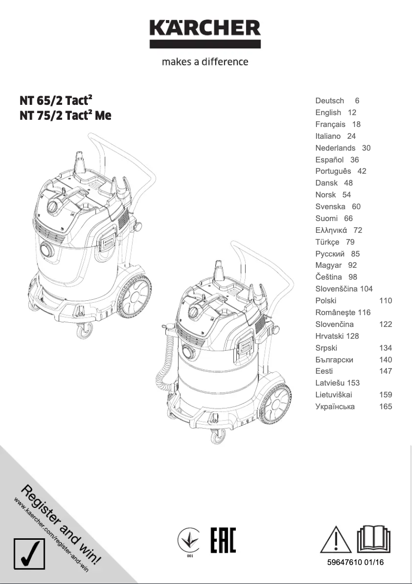 Página 1 del manual Manual de usuario Kärcher NT 65/2 Tact²