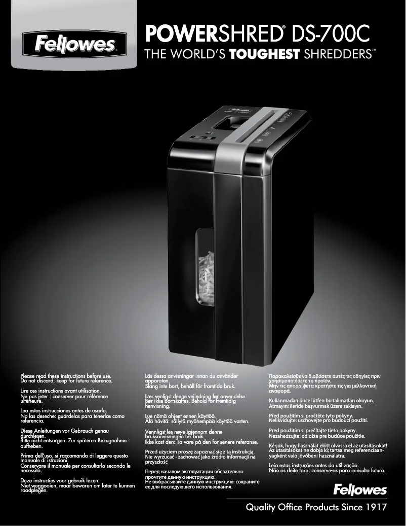 Página 1 del manual Manual de usuario Fellowes Powershred DS-700Cs
