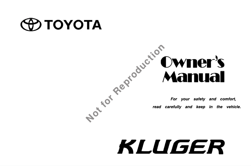 Página 1 del manual Manual de usuario Toyota Kluger (2006)