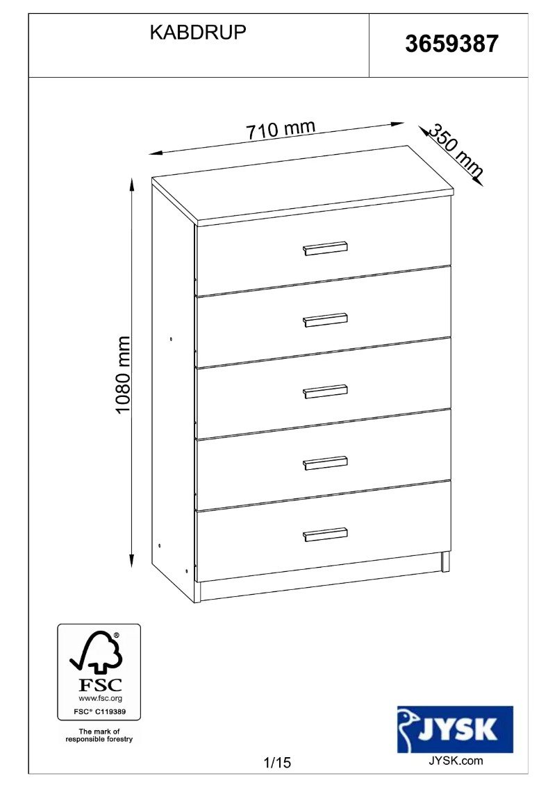 Página 1 del manual Manual de usuario JYSK Kabdrup (71x108x35)