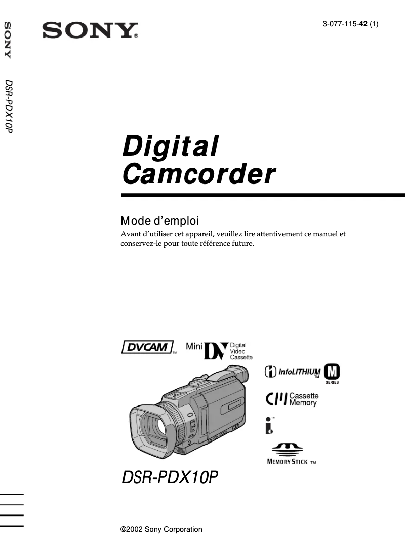 Página nº 1 - Manual de usuario Sony DSR-PDX10P