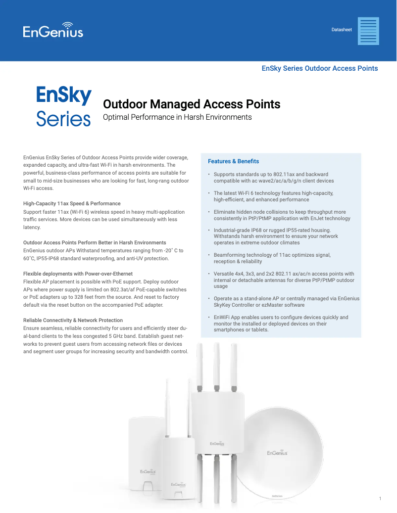 Página 1 del manual Ficha técnica EnGenius EWS7952FP