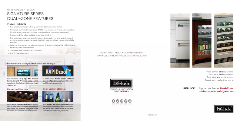 Página 1 del manual Folleto Perlick HP24DS-3-4L