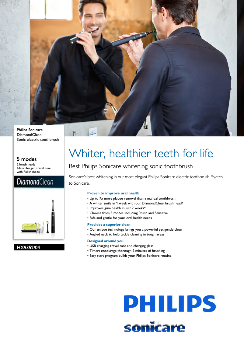 Imagen de la primera página del manual del dispositivo Sonicare DiamondClean HX9352