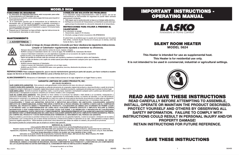 Imagen de la primera página del manual del dispositivo 5624