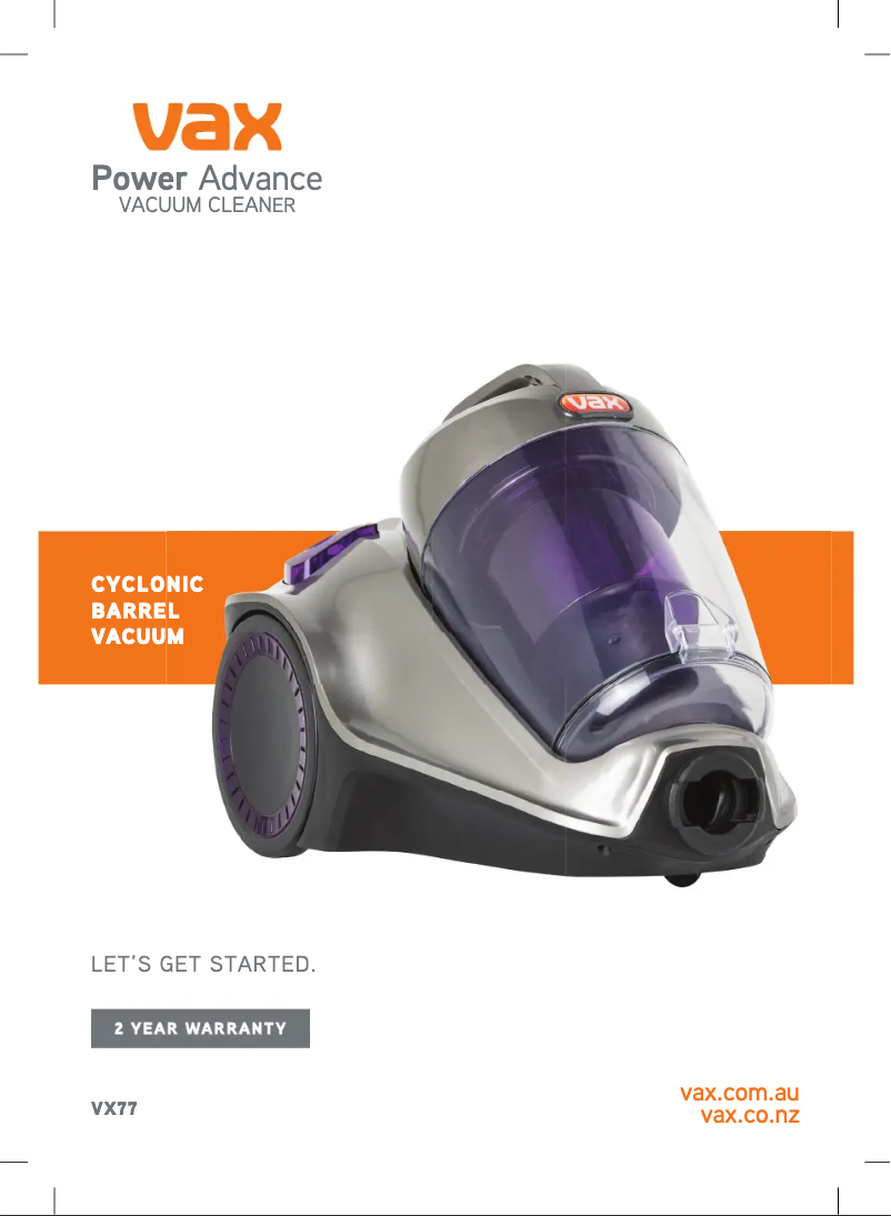 Imagen de la primera página del manual del dispositivo Power Advance VX77