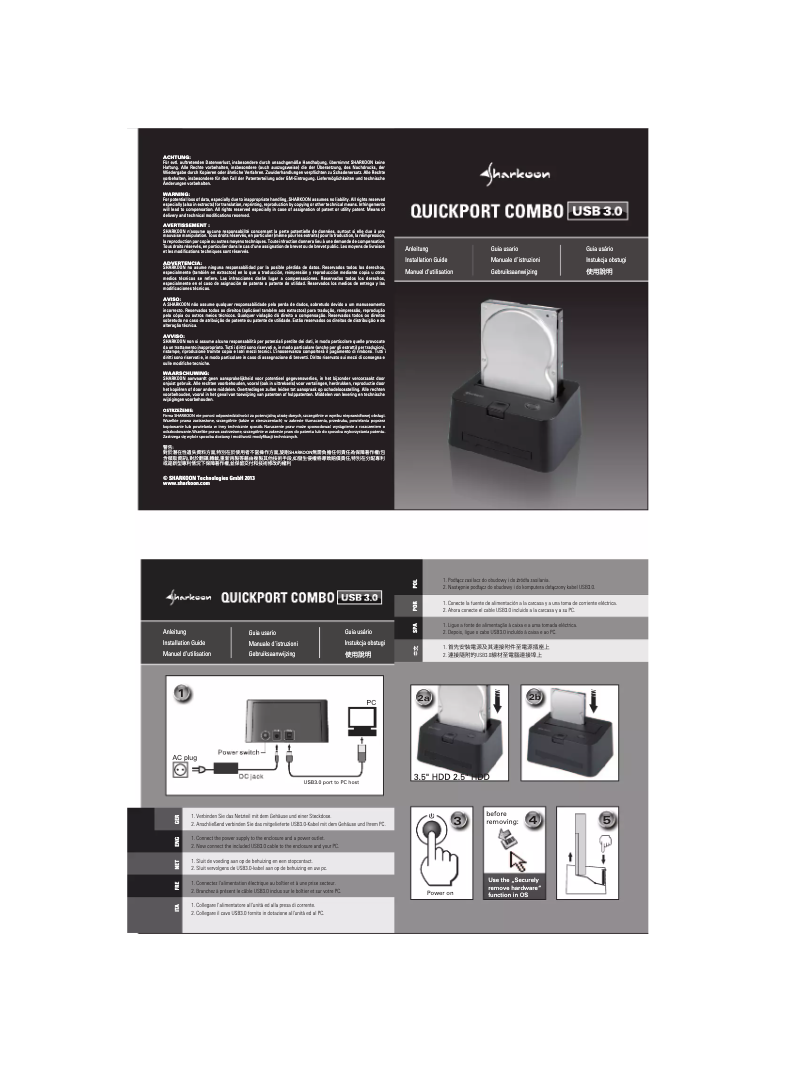 Página 1 del manual Manual de usuario Sharkoon QuickPort Combo